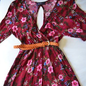 Magenta Floral Romper with Belt